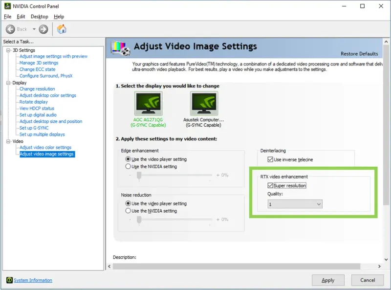 Nvidia control panel