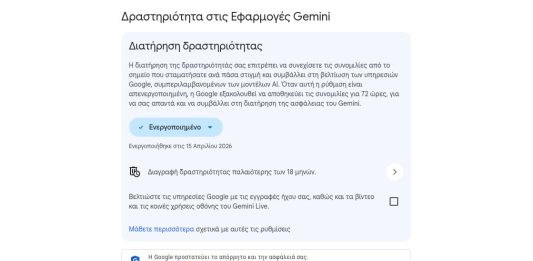 Δραστηριότητα στις Εφαρμογές Gemini