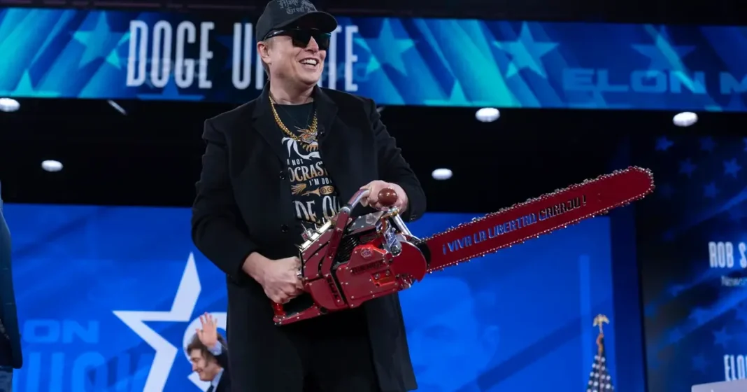 Elon Musk DOGE chainsaw Musk
