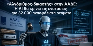 «Αλγόριθμος-δικαστής» στην ΑΑΔΕ: Η AI θα κρίνει τις ενστάσεις για 32.000 ανασφάλιστα οχήματα Η ΑΑΔΕ απέκτησε δικασή AI για τα ανασφάλιστα οχήματα και μοιράζει πρόστιμα
