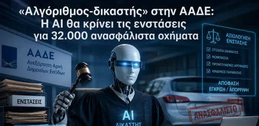 «Αλγόριθμος-δικαστής» στην ΑΑΔΕ: Η AI θα κρίνει τις ενστάσεις για 32.000 ανασφάλιστα οχήματα Η ΑΑΔΕ απέκτησε δικασή AI για τα ανασφάλιστα οχήματα και μοιράζει πρόστιμα