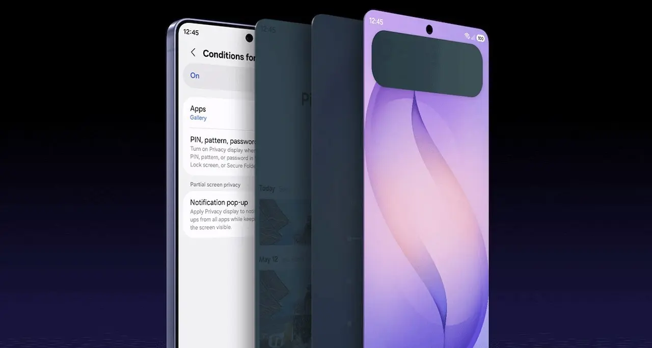 Πως φαίνεται η Privacy Display της Samsung υπό γωνία θέασης.