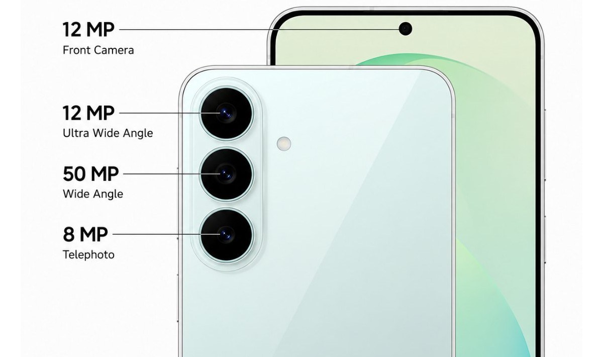 Οι τρεις πίσω κάμερες του Samsung Galaxy S26 FE σε διάταξη με τηλεφακό 3x και κύριο αισθητήρα 50MP