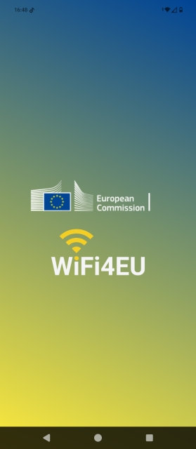 Τα screenshots παρουσιάζουν την εφαρμογή WiFi4EU να κατεβαίνει από το Google Play Store, να εγκαθίσταται στο κινητό μας τηλέφωνο και να μας εμφανίζει τα κοντινά WiFi στην περιοχή που μένουμε.