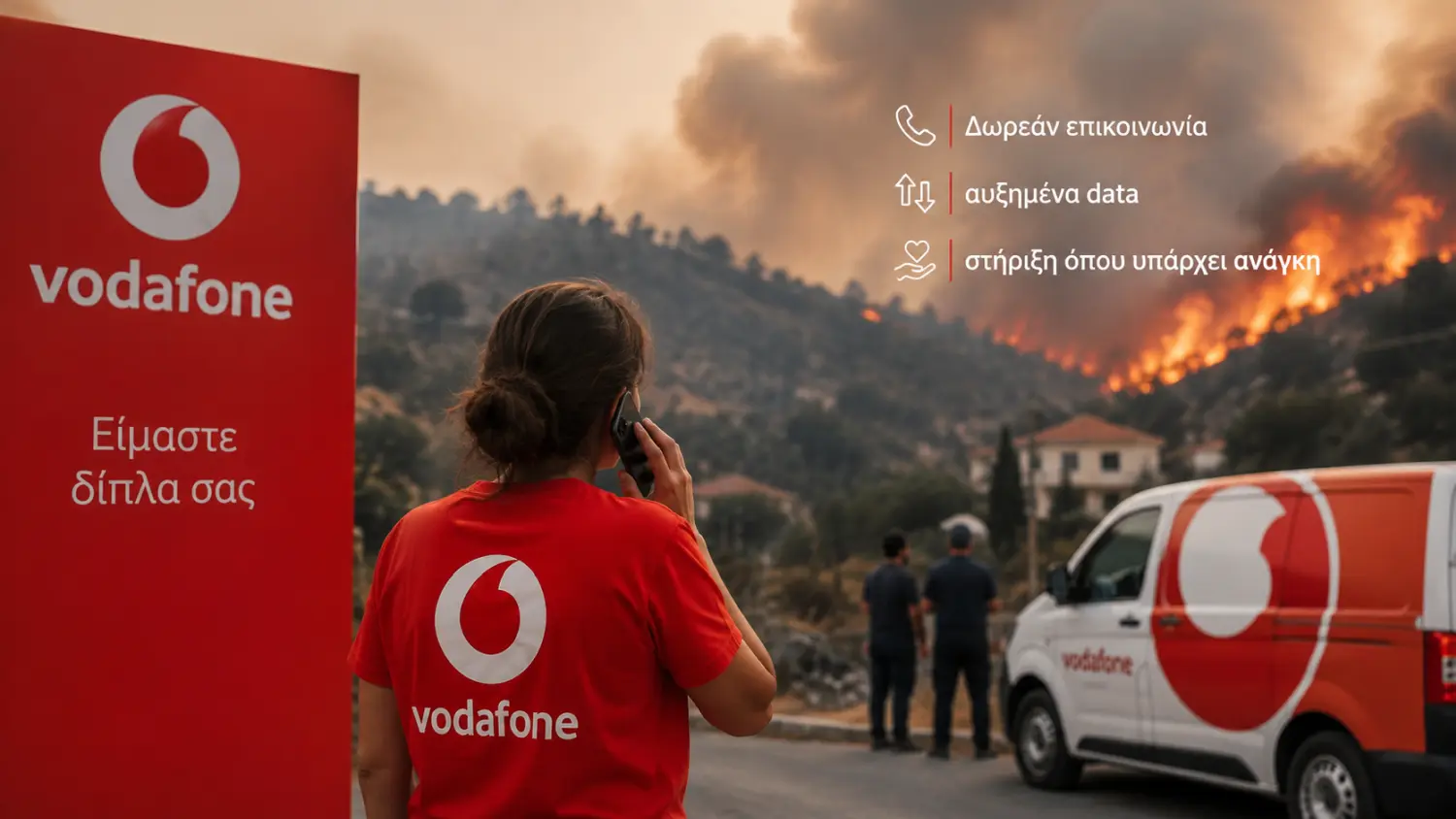 Η Vodafone προσφέρει δωρεάν GB και λεπτά ομιλίας στους συνδρομητές των περιοχών που πλήττονται από τις πυρκαγιές