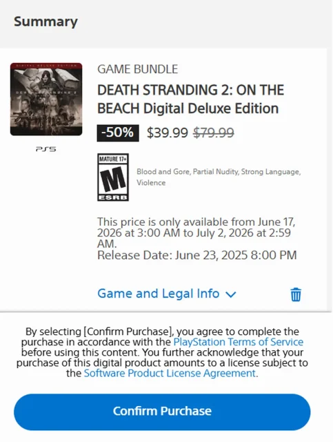 Η οθόνη επιβεβαίωσης της αγοράς στο PS Store