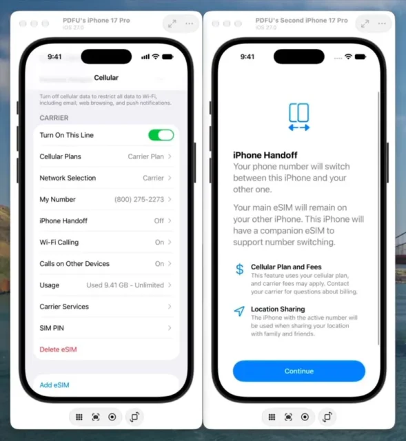 Η εικόνα παρουσιάζει το iPhone Handoff feature και προέρχεται από την beta έκδοση του iOS 27.