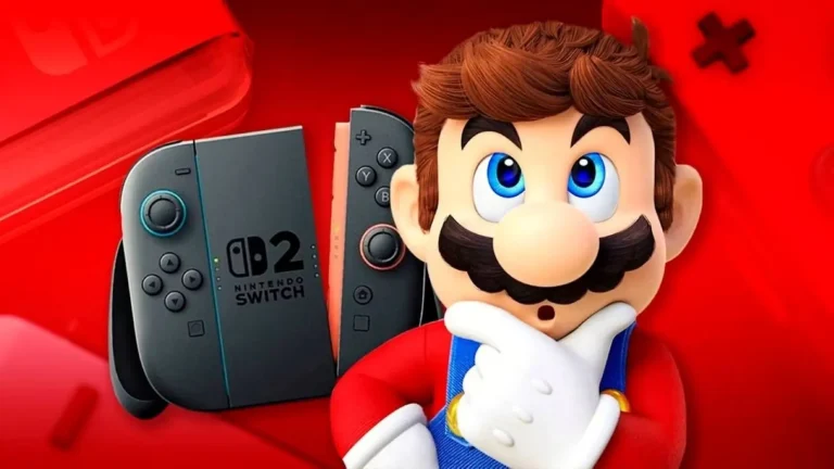 O Super Mario μπροστά από ένα Nintendo Switch
