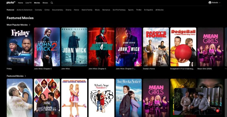 Η εικόνα δείχνει το Pluto TV να παίζει περιεχόμενο στον υπολογιστή του techmaniacs.gr.