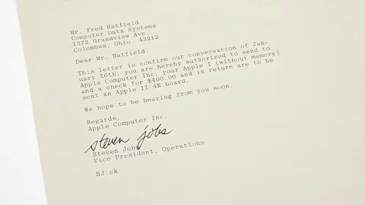 Η επιστολή του Steve Jobs στον Hatfield