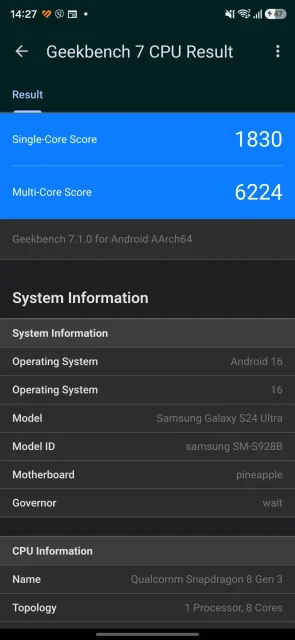 Το σκορ του Galaxy S24 Ultra στο Geekbench 7