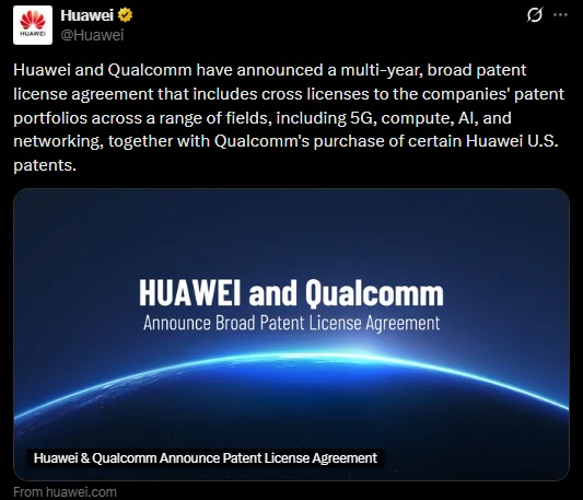 Η ανακοίνωση για τη Συμφωνία Huawei και Qualcomm για πατέντες 5G και τεχνολογία LogicFolding