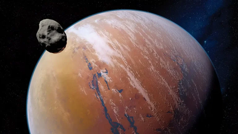 Ο Phobos μπροστά από τον Άρη