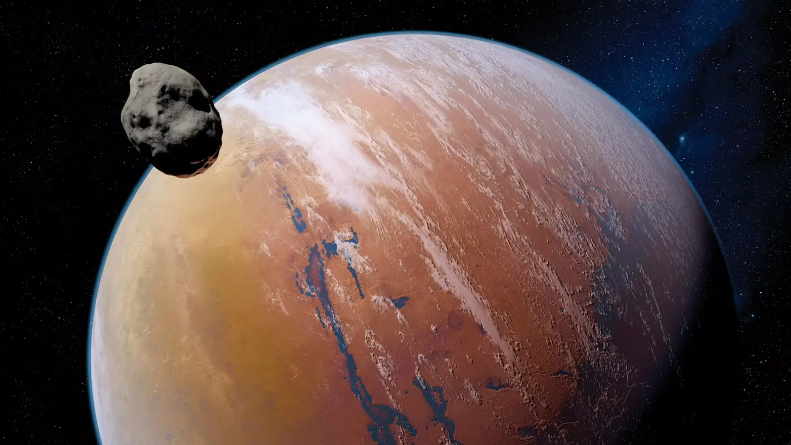 Ο Phobos μπροστά από τον Άρη