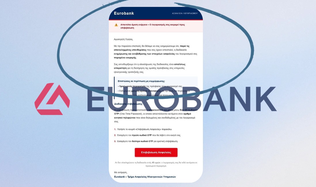 Το μήνυμα απάτης με στόχο πελάτες Eurobank