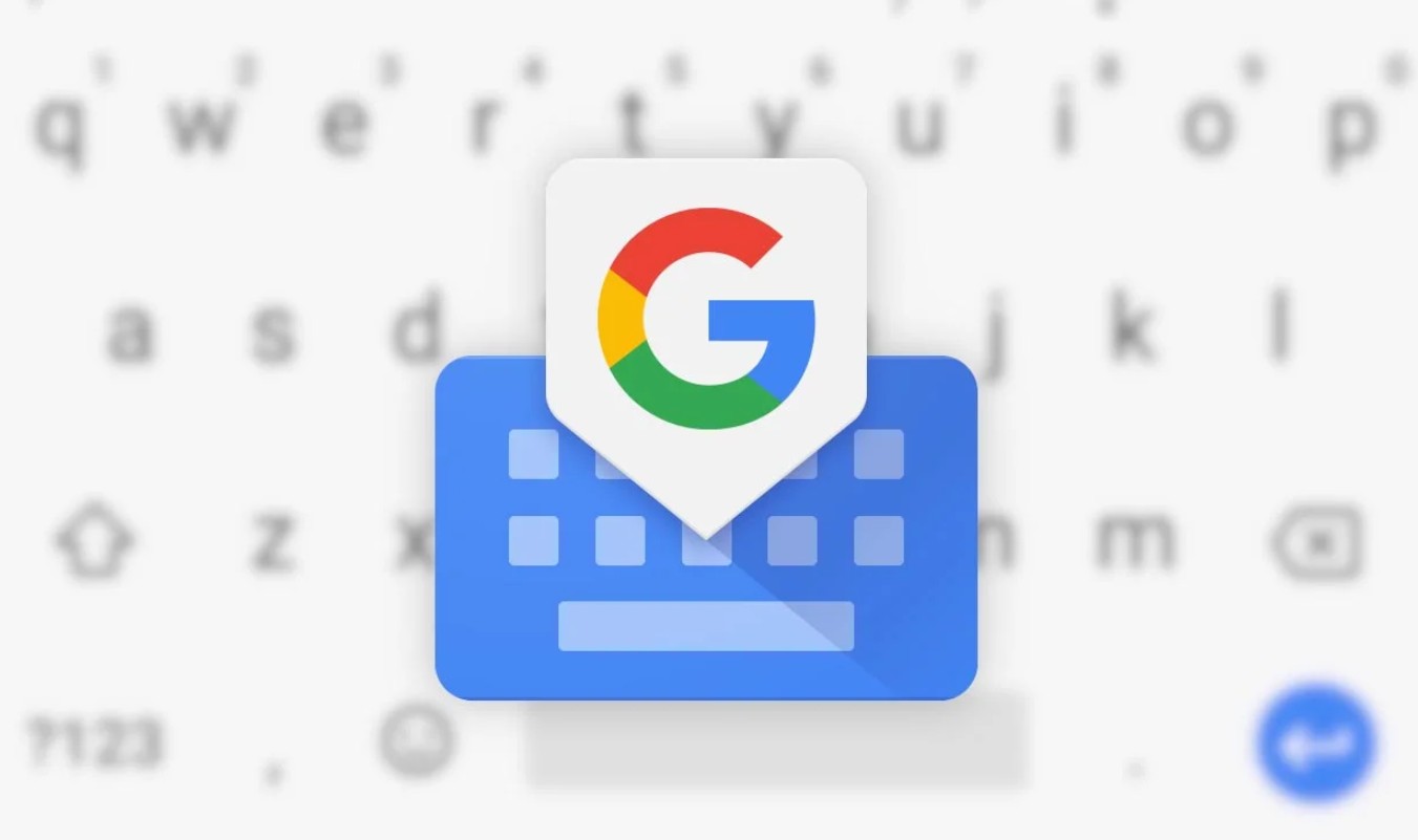 Εικόνα με το λογότυπο της Google, εικονίδιο πληκτρολόγιου και στο background πληκτρολόγιο