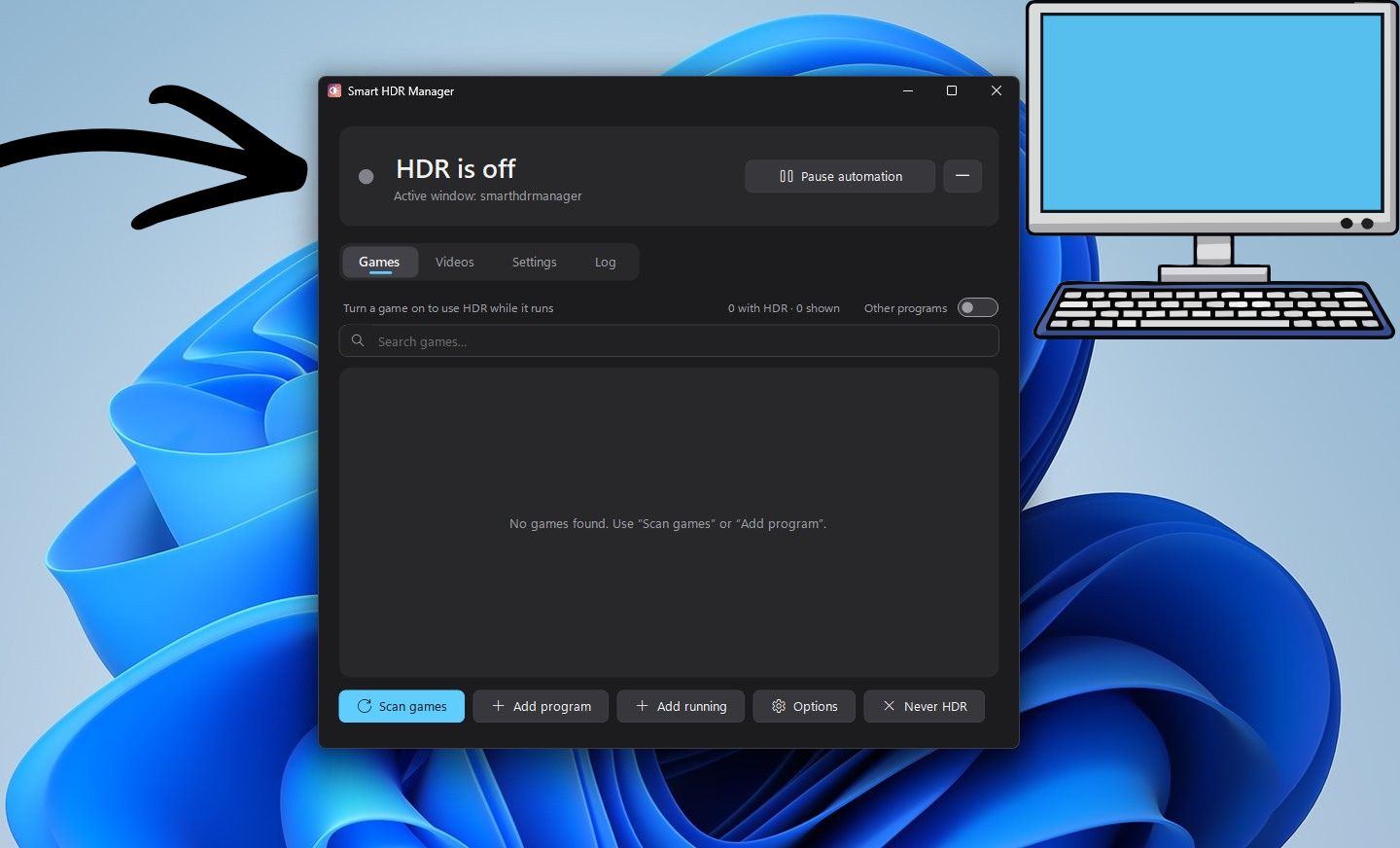 Το smart hdr manager να τρέχει στο PC του techmaniacs.gr