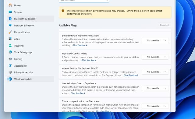 Το screenshot προέρχεται από τον υπολογιστή μας με Windows 11 εδώ στο techmaniacs.gr και δείχνει το flag που πρέπει να ενεργοποιήσουμε για να έχουμε τη νέα εμπειρία αναζήτησης.
